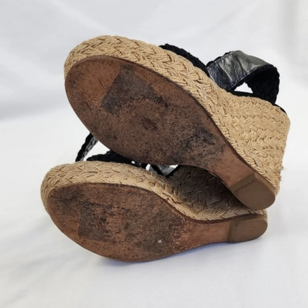 Stuart Weitzman Black Wedge Sandals